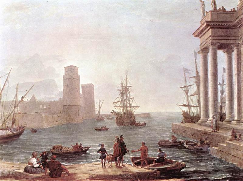 Claude Lorrain Port Scene with the Departure of Ulysses from the Land of the Feaci fdg Spain oil painting art